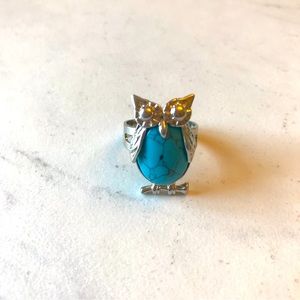 Blue Turquoise Owl Ring